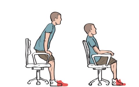 Posición correcta al sentarse.