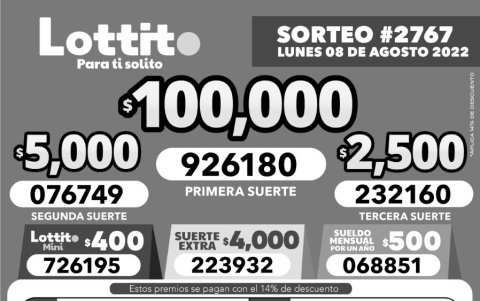 _BOLETIN LOTTO 2767, lunes 8 DE AGOSTO 2022