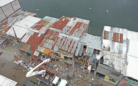Toma aérea de la zona afectada por la explosión.