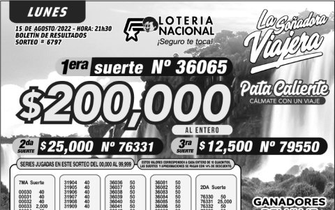BOLETIN LOTERIA 6797, LUNES 15 DE AGOSTO-2022