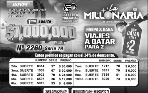 BOLETIN LA MILLONARIA 024, JUEVES 25 DE AGOSTO-2022