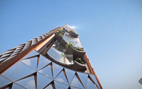El rascacielos Nanjing Nexus alojarán un hotel y una azotea-terraza con vistas panorámicas de la ciudad, y en sus proximidades se construirá una torre satélite de 100 metros de altura, con una figura octogonal adaptada, creando una versión a pequeña escala de la torre superalta principal, explica BOS.