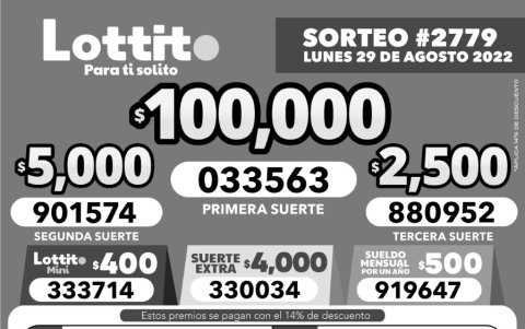 BOLETIN LOTTO 2779, LUNES 29 DE AGOSTO_2022