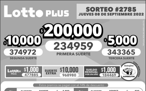 _BOLETIN LOTTO 2785, jJUEVES 8 DE SEPTIEMBRE 2022