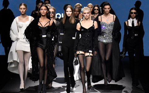 Modelos que participaron en el desfile #CiaoKim en el Milan Fashion Week.