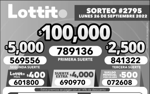BOLETIN LOTTO 2795, LUNES 26 DE SEPTIEMBRE_2022
