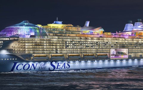 Fotografía cedida por Royal Caribbean donde se muestra una imagen conceptual del crucero Icon of the Seas que operará desde Miami (Florida) a partir de enero de 2024.