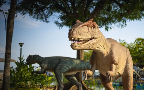 Parte de los dinosaurios que se exhiben en el Malecón de Guayaquil.