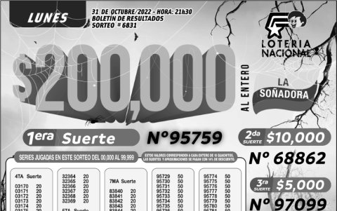 _BOLETIN LOTERIA 6831, LUNES 31 DE OCTUBRE- 2022