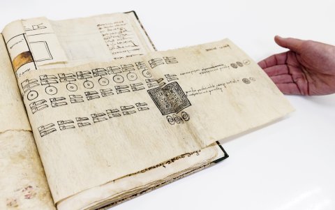 Fotografía cedida por la Biblioteca del Congreso de Estados Unidos donde se muestra una de las páginas del recién adquirido códice de San Salvador Huejotzingo.