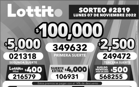 BOLETIN LOTTO 2819, UNES 7 DE NOVIEMBRE_2022