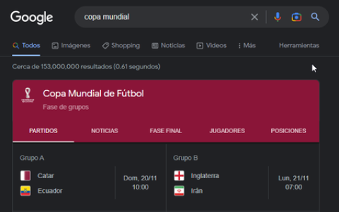 Resultados de búsqueda en Google