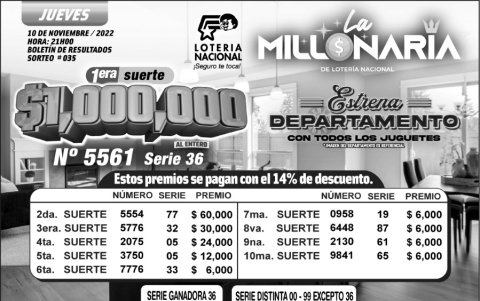 BOLETIN LA MILLONARIA 35, JUEVES 10 DE NOVIEMBRE 2022