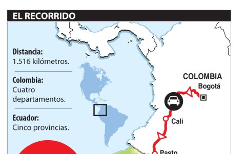 En el recorrido se pasa por 4 departamentos de Colombia y 5 provincias del Ecuador.