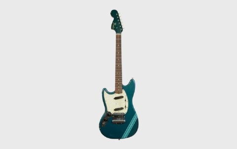 La Mustang Fender azul que utilizó en el videoclip de Smells Like Teen Spirit.