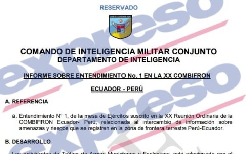 Fragmento de uno de los informes de inteligencia enviados a Perú.