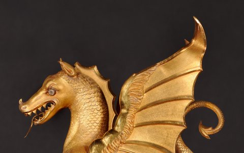 Detalle. La parte superior del cetro que usó el monarca legendario.