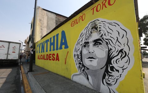 Modelo. Estas mismas figuras se encuentran en un punto de la calle 29 y arterias principales de Mapasingue.