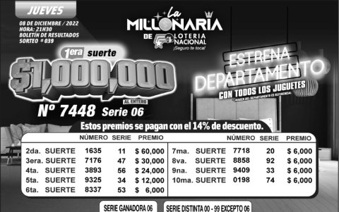 _BOLETIN LA MILLONARIA 039, JUEVES 8 DE DICIEMBRE-2022