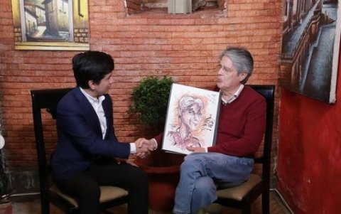 Franz del Castillo junto al Presidente de Ecuador, Guillermo Lasso.