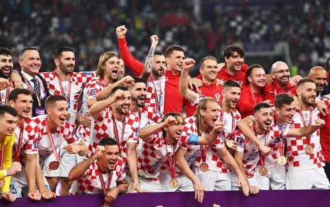 La selección croata tras la premiación por el tercer lugar del Mundial.