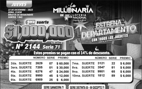 _BOLETIN LA MILLONARIA 41, JUEVES 22 DE DICIEMBRE-2022