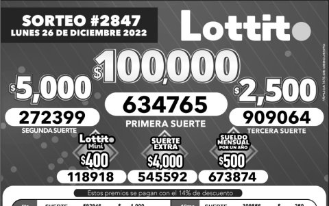 BOLETIN LOTTO 2847, LUNES 26 DE DICIEMBRE DE 2022