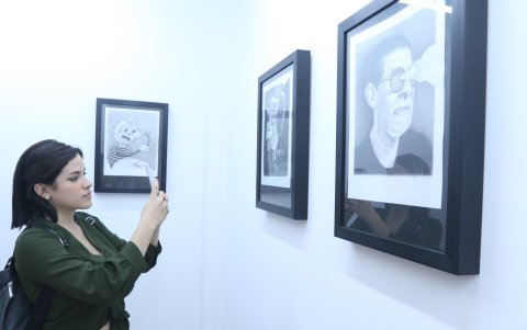 La obra de Velarde. En el área destinada a la propuesta de este artista guayaquileño, evidencian su inclinación por las formas y por las imágenes que han estimulado por siempre su creatividad.