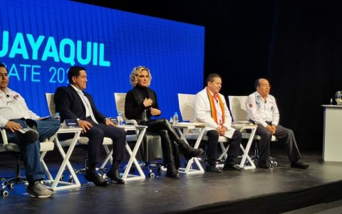 Cinco candidatos participaron en el segundo bloque del debate por la Alcaldía de Guayaquil.
