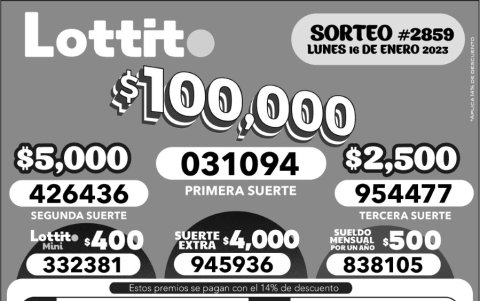 BOLETIN LOTTO 2859, LUNES 16 DE ENERO_2023
