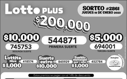 BOLETIN LOTTO PLUS  2861, JUEVES  19 DE ENERO_2023