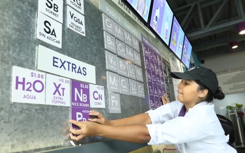 Opción.- Los clientes pueen seleccionar al helado sin azúcar, vegano o el tradicional.