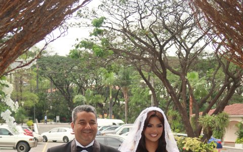 Con su padre Javier Peralta.