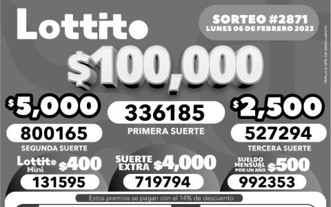 BOLETIN LOTTO 2871, LUNES 6 DE FEBRERO_2023