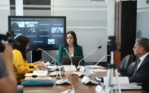 La comisión ocasional para investigar el caso Encuentro durante las sesiones por las comparecencias para elaborar su informe.