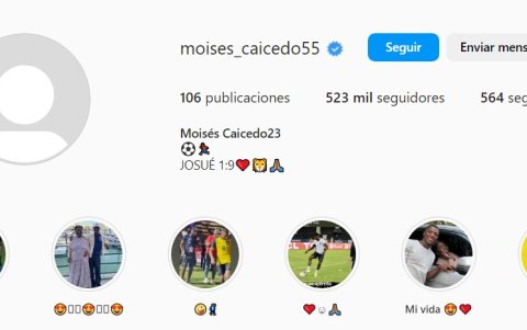 Perfil de Instagram de Moises Caicedo