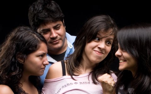 La alineación 2008 de The Cassettes: María Auxiliadora Fernández, Jorge Cabezas, Liberti y Ángela Peñaherrera.