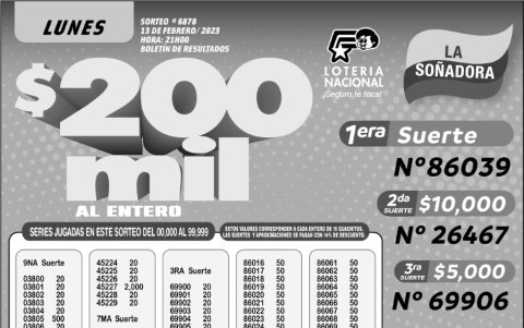 BOLETIN LOTERIA 6878, LUNES 13 DE FEBRERO-2023