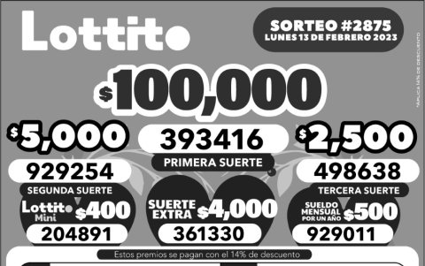 _BOLETIN LOTTO 2875, LUNES 13 DE FEBRERO_2023