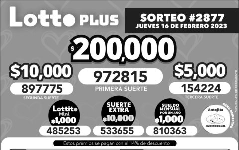 _BOLETIN LOTTO 2877 , JUEVES 16 DE FEBRERO 2023