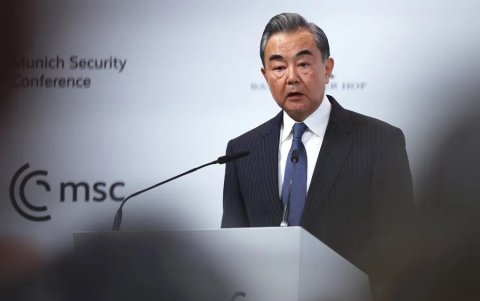 Wang Yi, máximo responsable de la política exterior china, hoy en Múnich.