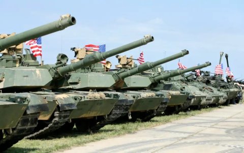 Vista de tanques M1A2 Abrams de EE.UU., en una fotografía de archivo.