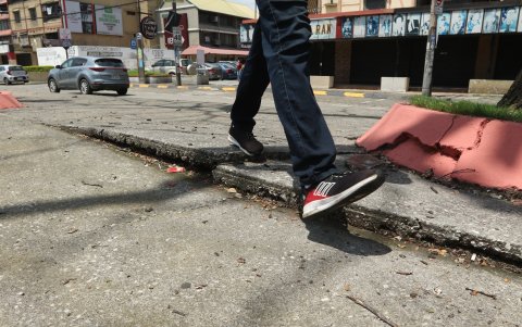 En la calle Rodolfo Baquerizo Nazur, en la onceava etapa de la Alborada, los parterres y jardineras están cuarteados por el crecimiento de las raíces.