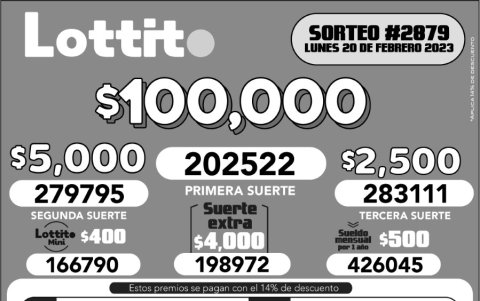 BOLETIN LOTTO 2879, LÑUNES 20 DE FEBRERO_2023