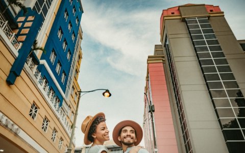 Con su novio, Guillermo.