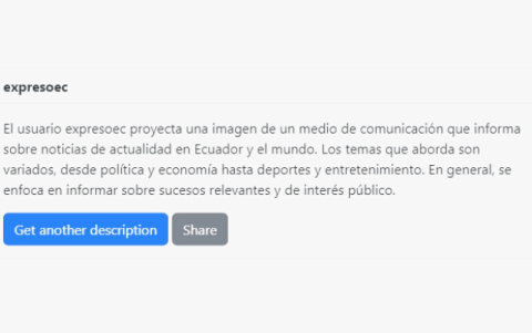 Esta es la descripción que dio Abbrevia.me sobre la cuenta de Twitter de EXPRESO
