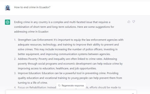 Pregunta realizada al ChatGTP