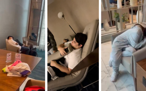 Imagen de los alumnos en la espera de su viaje.