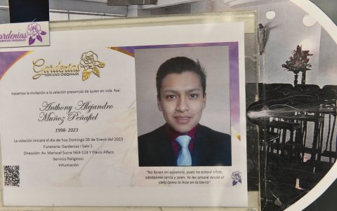 Esquela del velorio de Anthony Muñoz, hincha de Liga de Quito.