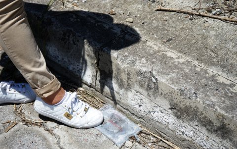 Restos. Donde murió el taxista todavía hay rastros